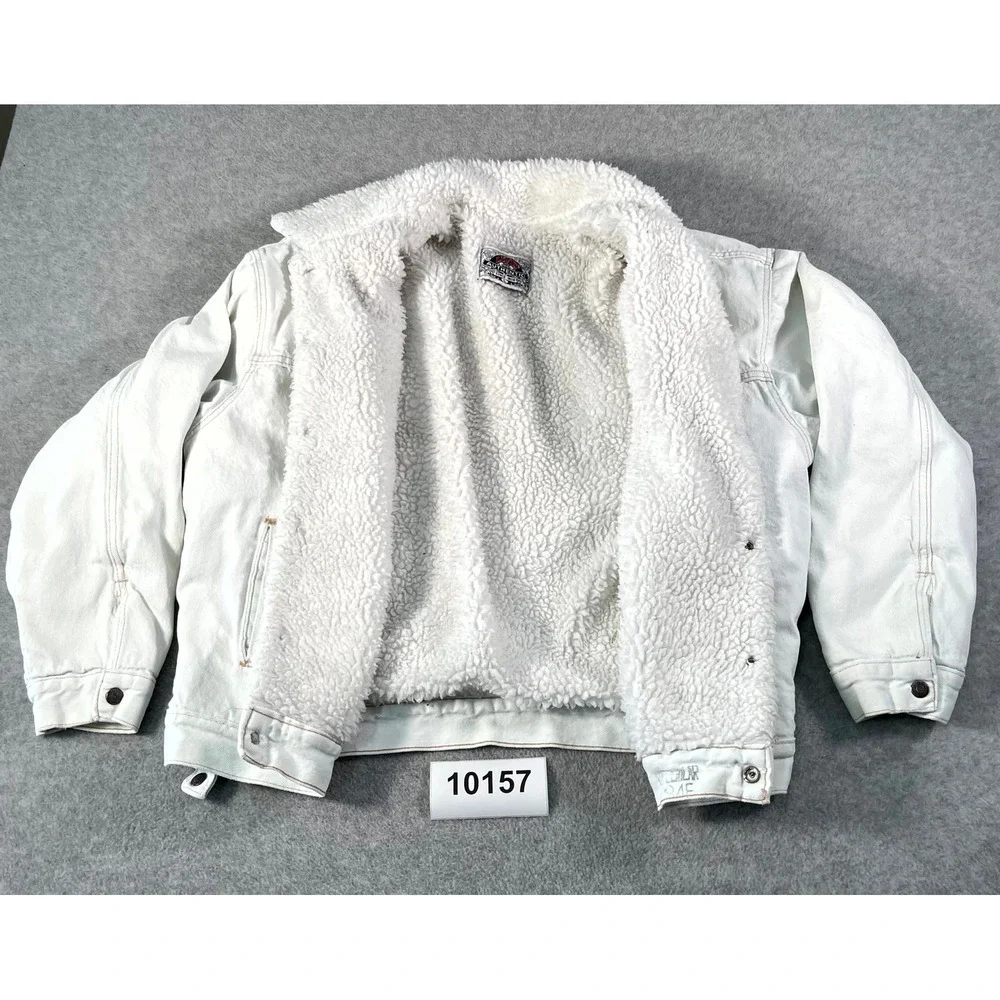 Vintage Authentic Levi's Trucker Jacket Mens Large White Sherpa Lined USA Made